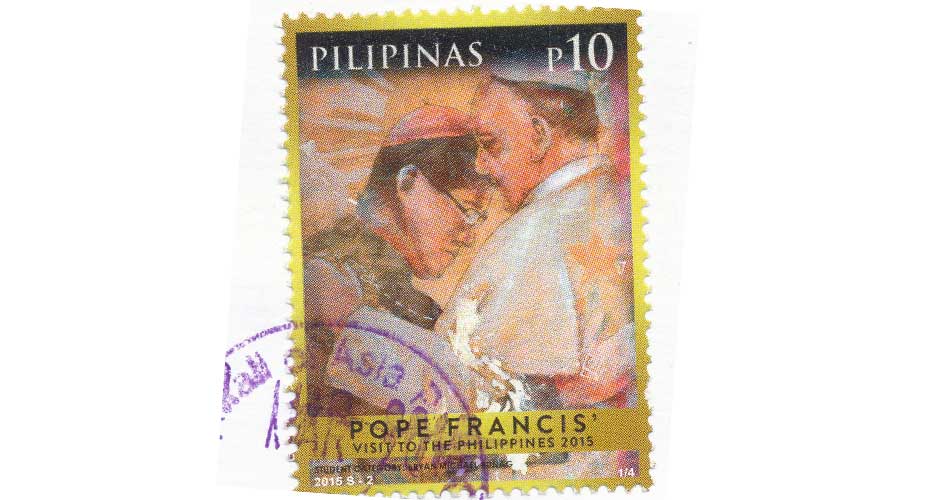 stamp commemorating Pope Francis's 2015 visit to the Philippines