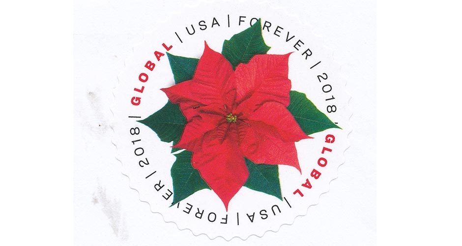 red flower global usa forever stamp